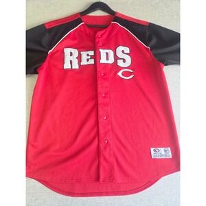 Vintage Cincinnati Reds Baseball Jersey Adult XL Red Black Button Front True Fan
